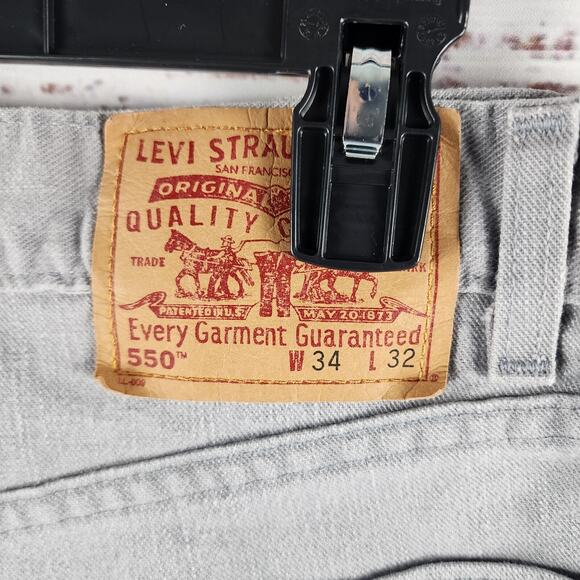 Vintage Levi's 550 Jeans 34x32 Gray USA Made Relaxed Fit Tapered Leg 10/00 Tag - Picture 3 of 9